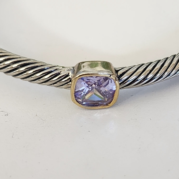 Classic Cable Bracelet Open Cuff with Crystal Stone - Picture 4 of 9